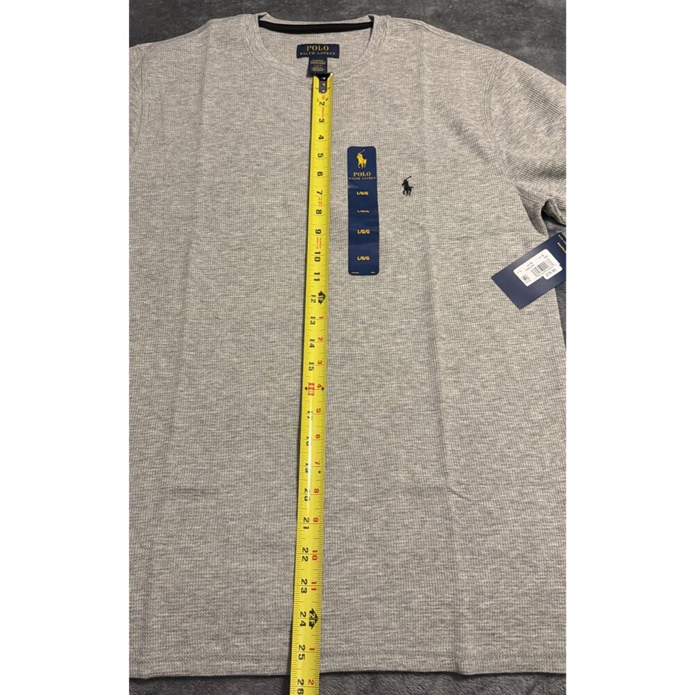 LARGE Mens Polo Ralph Lauren Thermal Waffle Knit Long Sleeve Gray - Picture 5 of 9